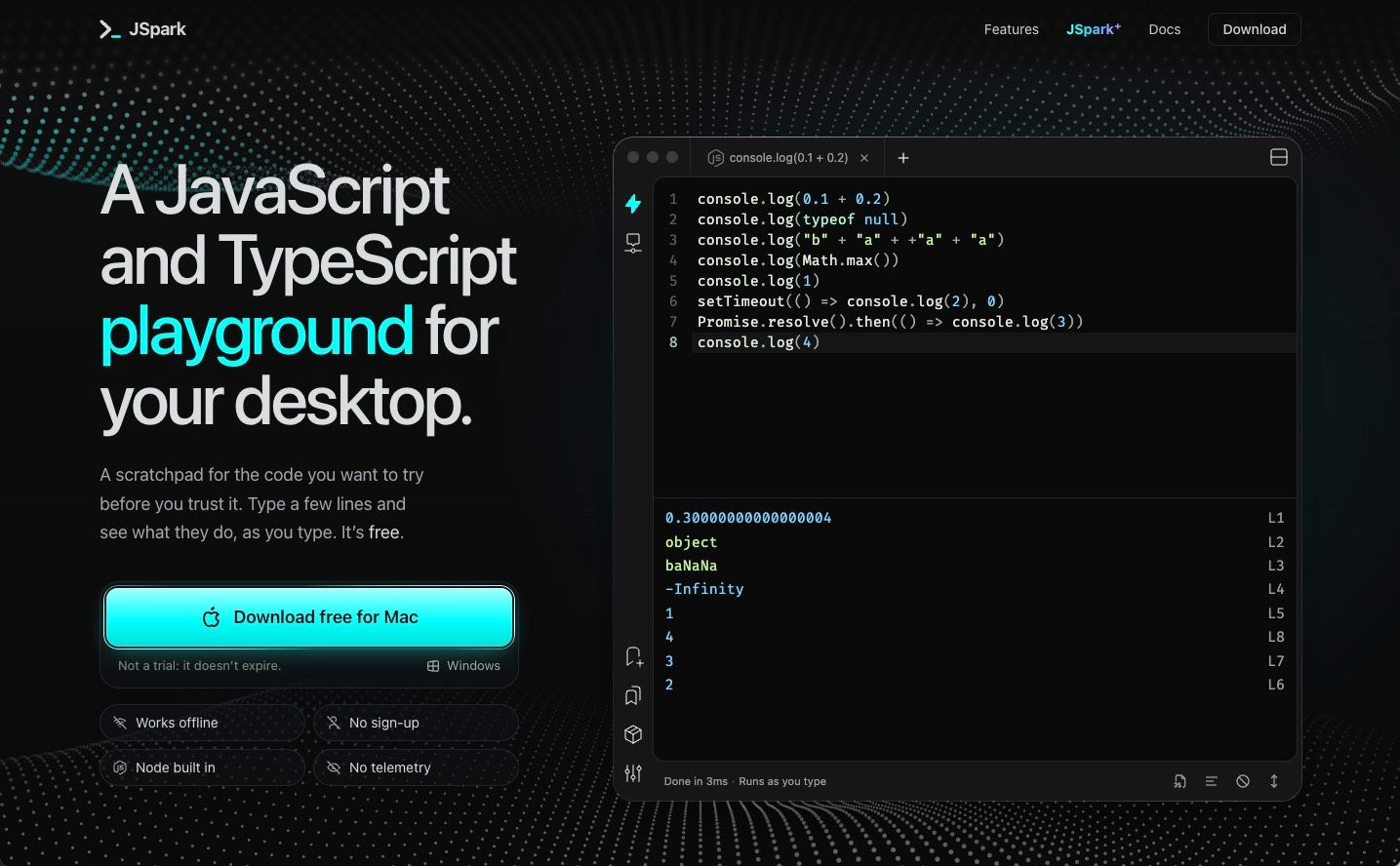 JSpark Website, plate 1